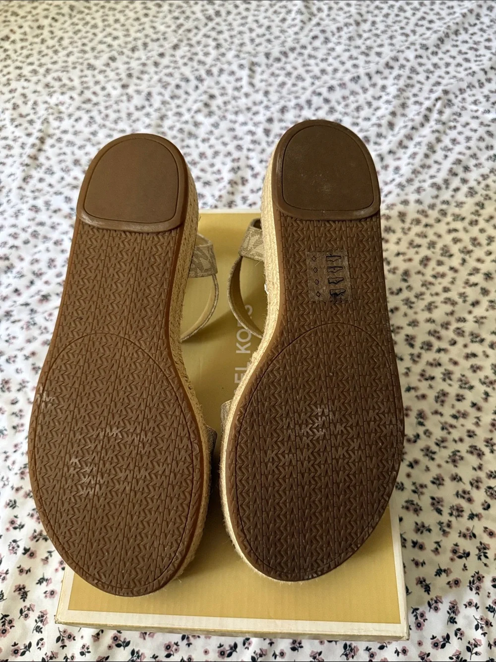 Michael Kors Beige Logo Strap Ankle Buckle Sandals